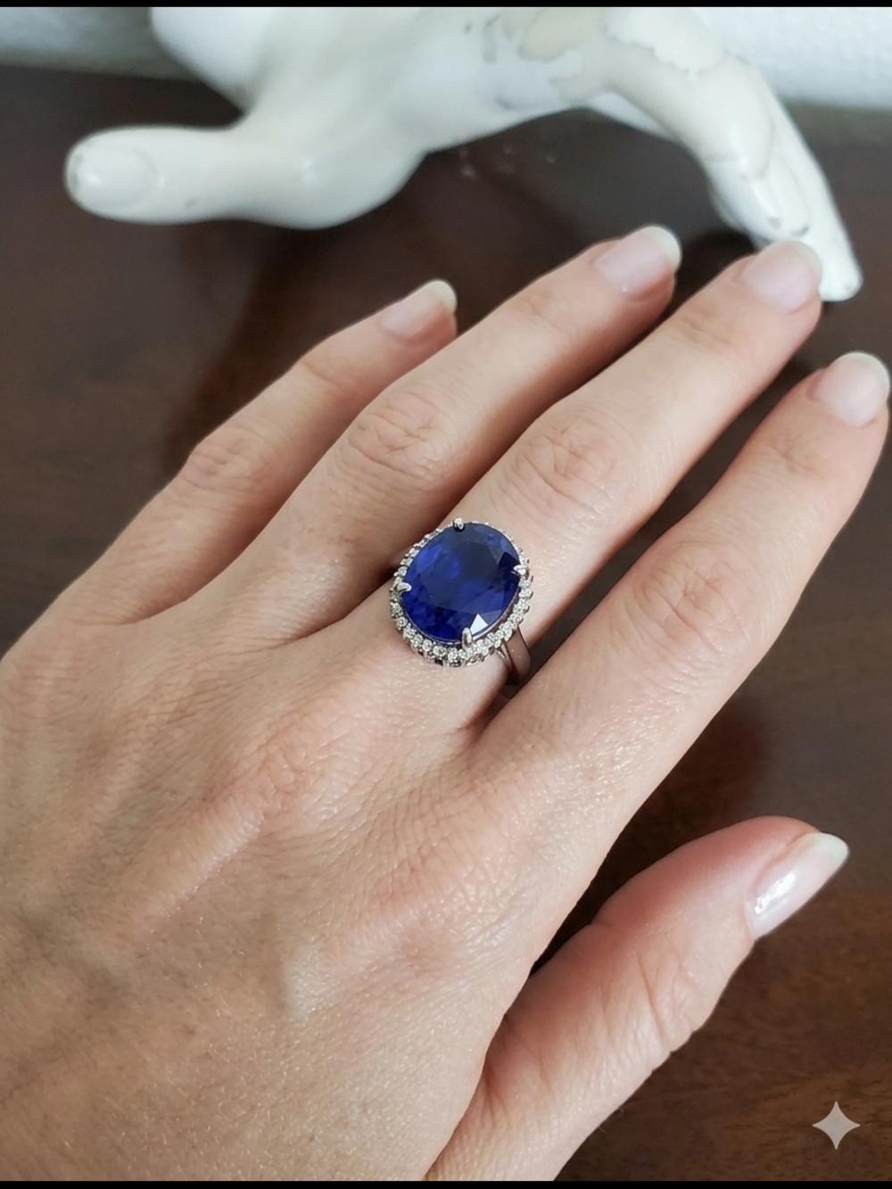 Elegant‎ Blue Crystal Halo Ring - Women Jewelry